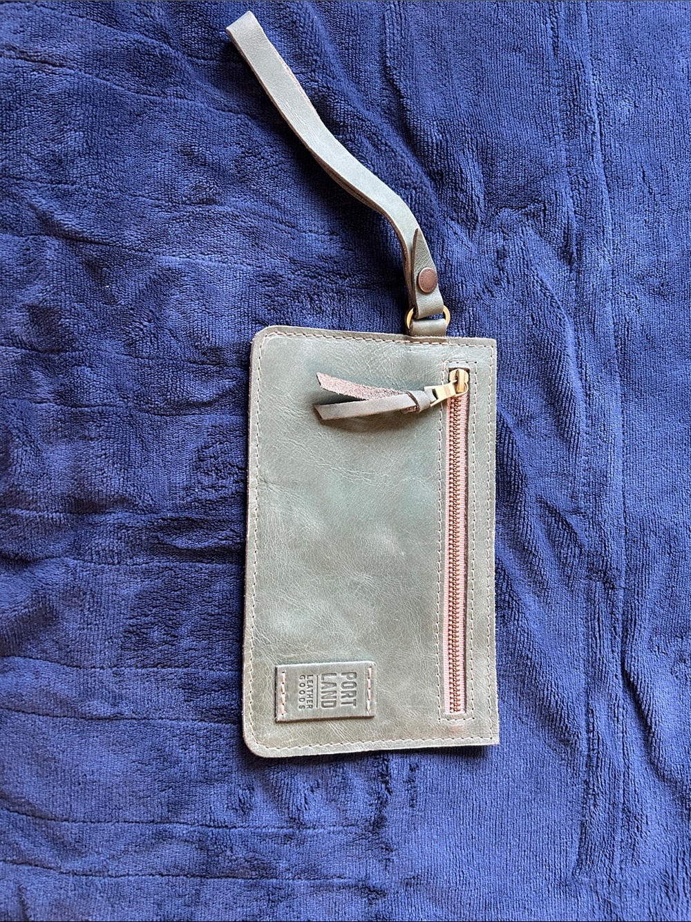 Olive Leather Wristlet ID Pouch